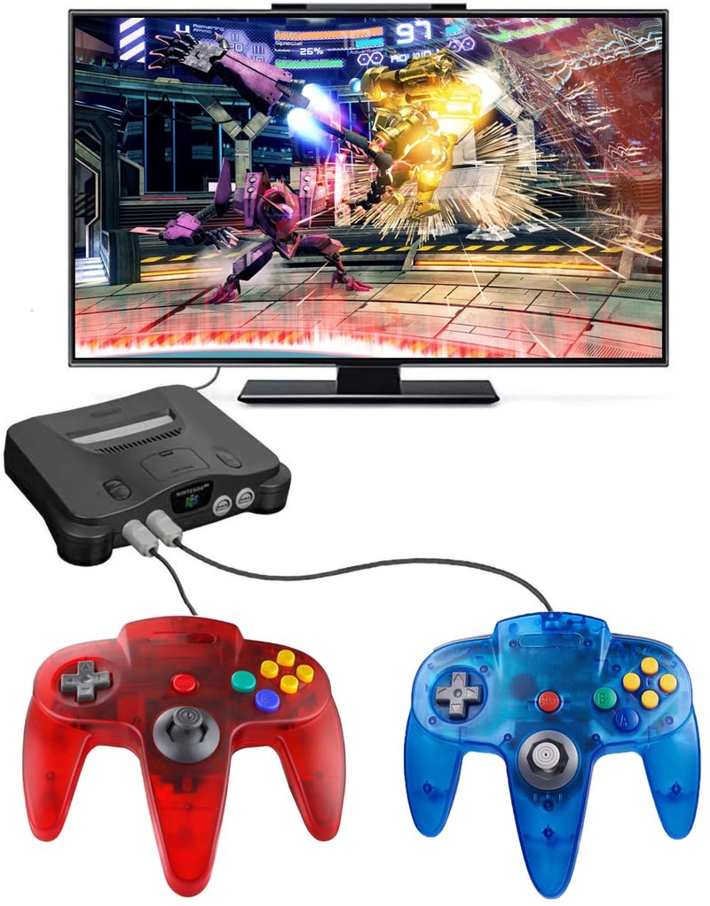 ZeroStory Classic N64 Controller, Wired N64 Controller Upgraded Joystick for N64 Video Game Console (Transparent Red and Transparent Blue) - Image 5